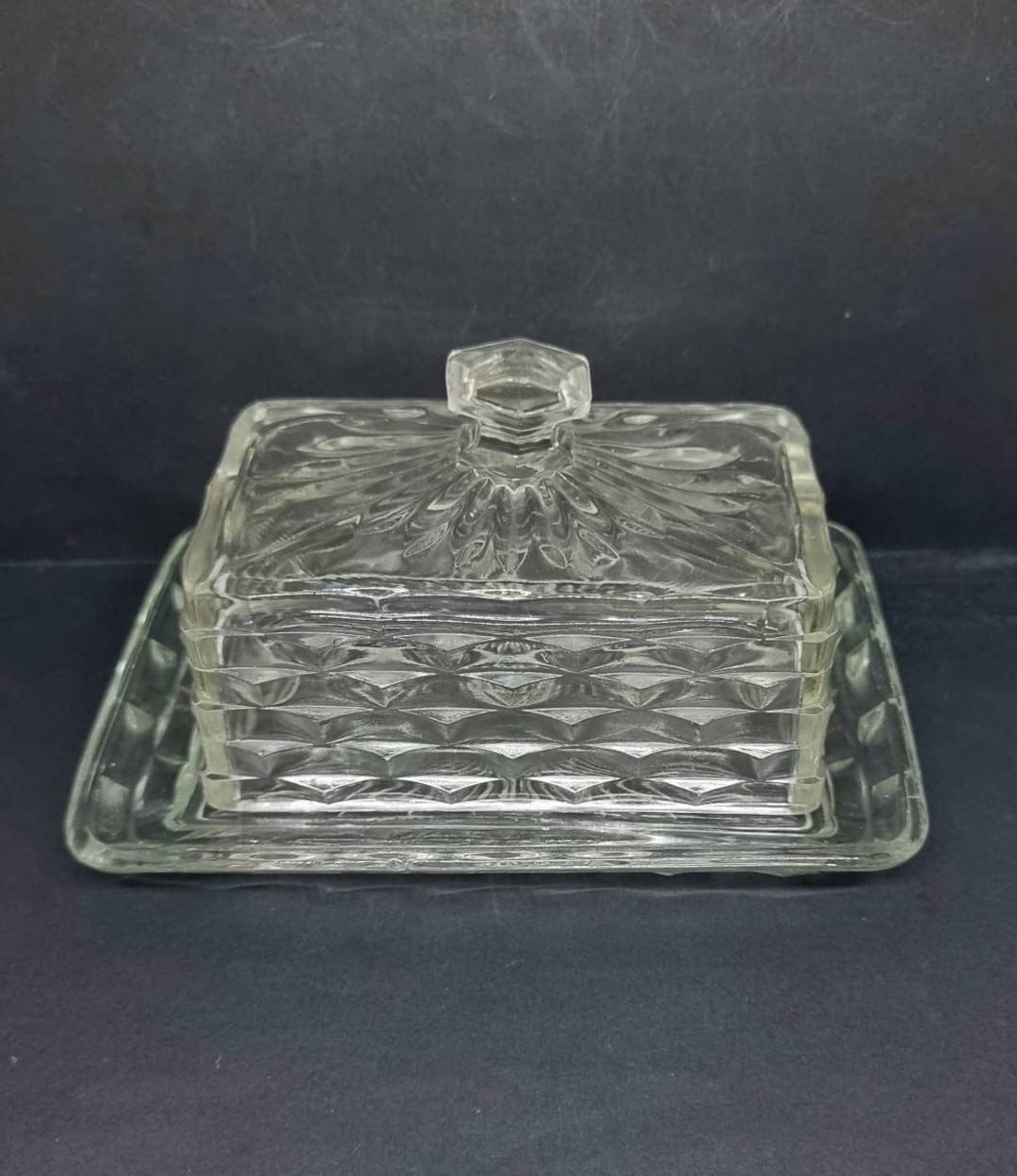 Vintage Depression Glass Butter Dish Lidded Star Burst and Etsy Australia