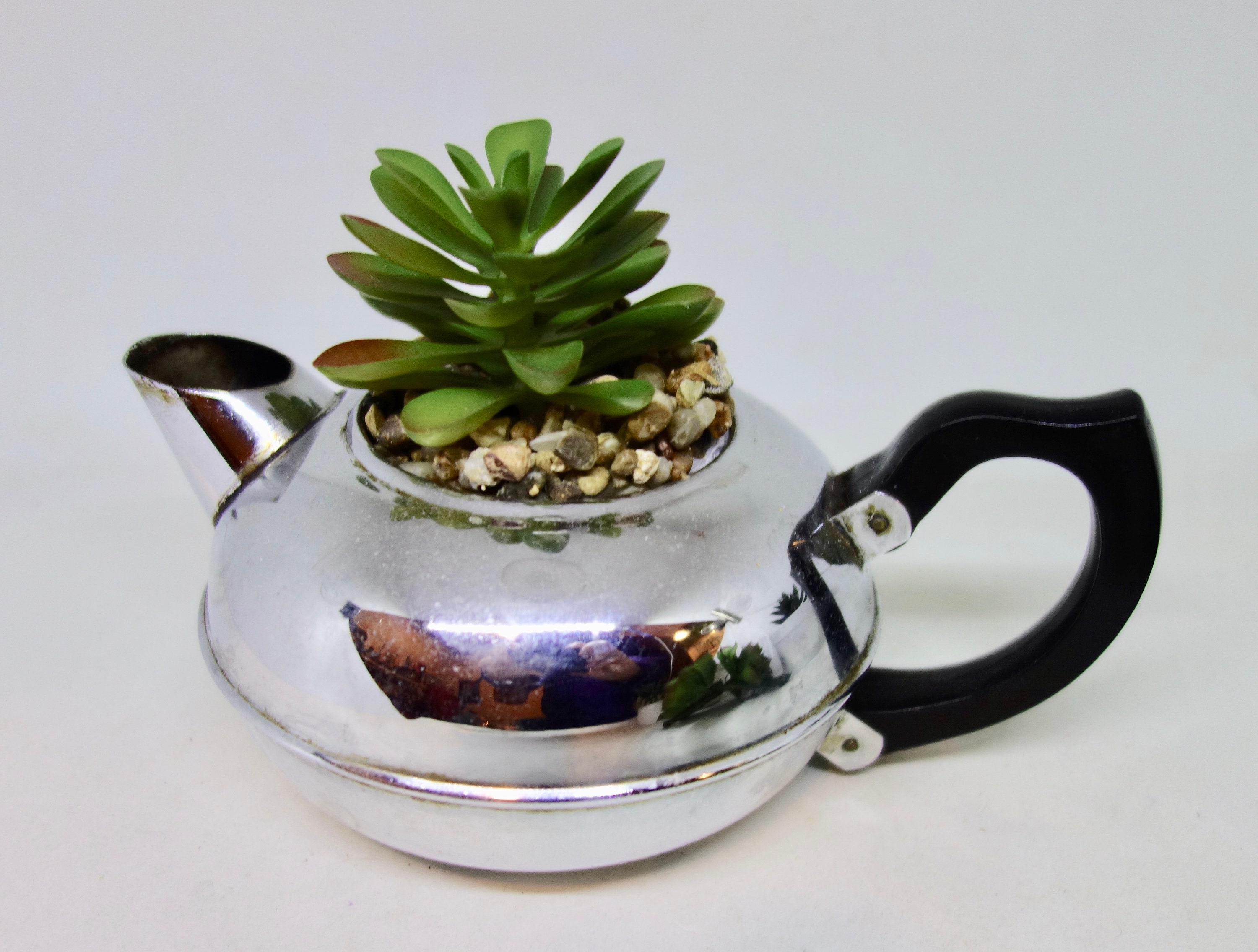 vintage britdis chrome on copper 4 cup teapot new zealand Kitchen