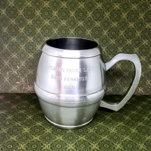 Vintage Malaysian Pewter Tankard - Barrel Shaped Beer Mug - Large and Heavy - Peninsular Pewter Malaysia - 1975  - Beer Stein