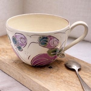 Keramikmugg//Roskärlek//Handgjord keramikmugg//Rosdekoration//Bordsartiklar//Kaffemugg//Temugg//Tid för mig själv