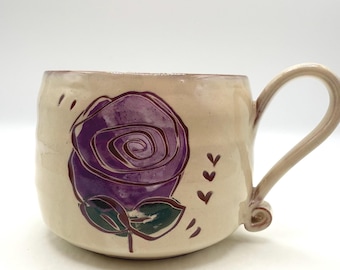 Pottery mug//Rose love//Handmade ceramic mug//Rose decoration//Tableware//Coffee mug//Tea mug//Me time