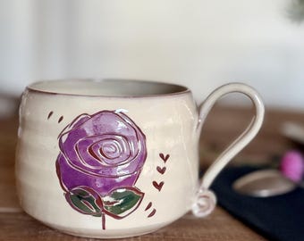 Pottery mug//Rose love//Handmade ceramic mug//Rose decoration//Tableware//Coffee mug//Tea mug//Me time
