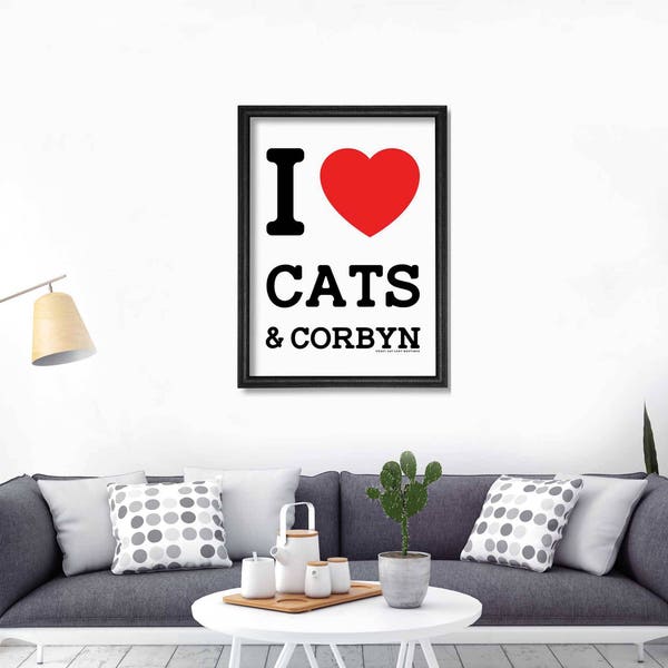 Cat Poster, Jeremy Corbyn Poster, I love CATS and CORBYN Poster, Crazy Cat Lady, CCL Boutique, Cat Lover gift, Cat, Cat Print, Cat Art,