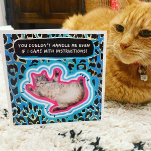 Carte de vœux pour amoureux des chats, vous ne pourriez pas me gérer même si je venais avec des instructions, Crazy Cat Lady Funny Birthday