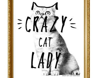 Cat Poster, Crazy Cat Lady, Cat Lover gift, Crazy Cat Lady, CCL Boutique, Cat, Cat Art, Cat Print, Home Decor,