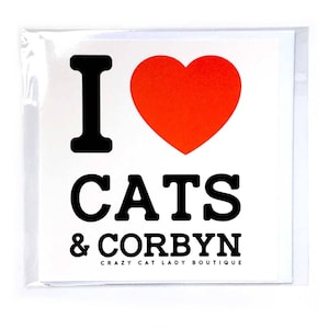 Katze-Liebhaber-Grußkarte, ich liebe CATS und CORBYN, Crazy Cat Lady lustige Geburtstagsnachricht, Geschenk für Freund, Valentinstag-Karte