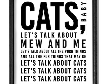 Cat Poster, Let's talk about Cats Baby Poster, Crazy Cat Lady, CCL Boutique, Cat Lover gift, Cat, Cat Print, Cat Art,
