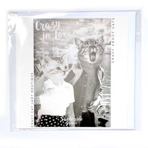 Katze-Liebhaber-Grußkarte, verrückt in der Liebe, Crazy Cat Lady lustige Geburtstagsnachricht, Geschenk für Freund,