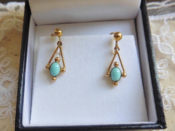 Antique Edwardian Turquoise Earrings. Turquoise S