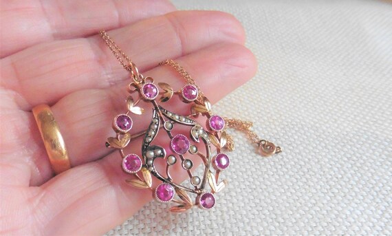 Stunning Pink Tourmaline Edwardian Pendant. Edwar