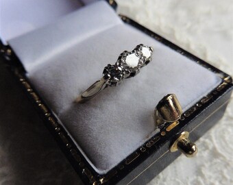 Antique Vintage Three Stone Trilogy Diamond Engagement Ring.  Diamond Rings.  Antique Jewellery.   Three Stone Rings.