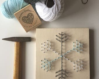 Snowflake kit in string art, DIY string art kit, Easy tutorial in string art, Home decoration