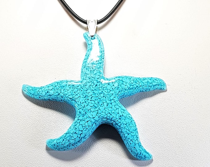 Turquoise Pendant Big Starfish Turquoise  Necklace Genuine Contemporany Jewelry Certificate