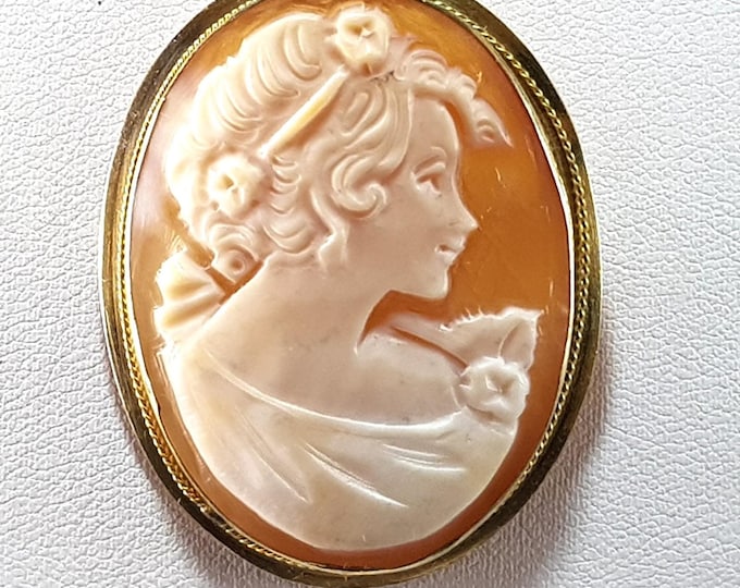 Cameo Pendant Brooch Lady Profile Old Classic Italian Pendentif Camée Colgante Camafeo Schmuck iIalienische Certificate