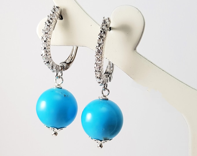 Arizona Turquoise  Earrings HandCarved Italian Genuine MieleCorals Jewelry Not Dyed Certificate