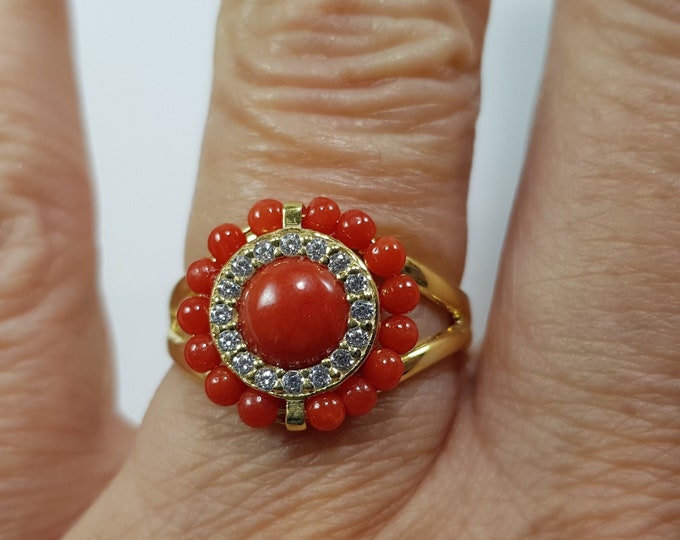 Red Coral Ring MieleCorals Italian Corail Not dyed Certifificate