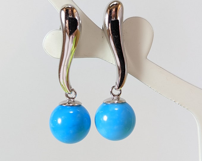 Arizona Turquoise  Earrings HandCarved Italian Genuine MieleCorals Jewelry Not Dyed Certificate
