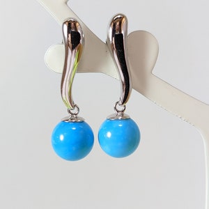 Arizona Turquoise  Earrings HandCarved Italian Genuine MieleCorals Jewelry Not Dyed Certificate