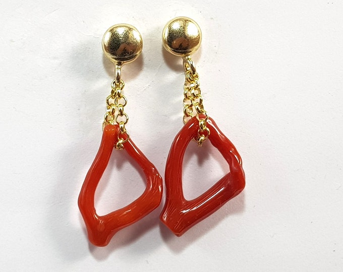 Red Coral Earrings Mediterranean Natural Shape Ring Full Bodied Italian Jewelery Corail Rouge Rojo Koraal Not dyed (NO-BAMBOO) Certificate
