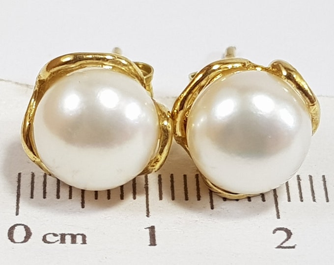 White Pearls Earrings Stud 10mm Wedding Jewellery Italian Jewelery Certificate