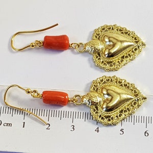 Sacred Heart Earrings Drop Red Coral Koral MieleCorals Italian Jewelry (NO-BAMBOO) Certificate