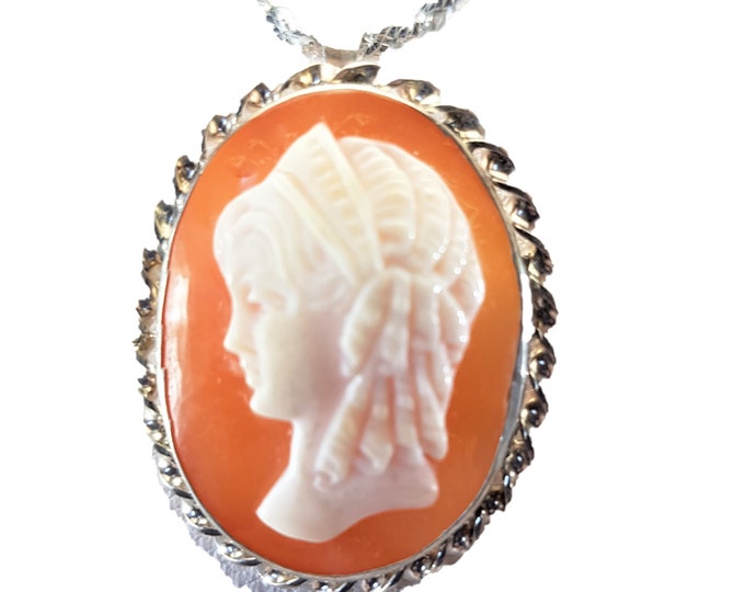 Cameo Pendant Brooch Lady Italian Pendentif Camée Colgante Camafeo Schmuck iIalienische Certificate