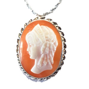 Cameo Pendant Brooch Lady Italian Pendentif Camée Colgante Camafeo Schmuck iIalienische Certificate