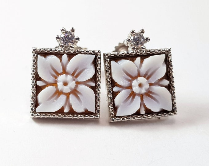 Cameo Earrings Cameo Stud Italian Jewelry MieleCorals Jewelry Genuine Certificate