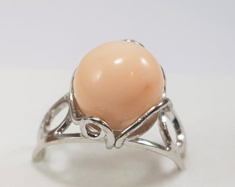 Pink Coral Ring ItalianJewelry Undyed Coral Koraal Koralle not dyed (NO-BAMBOO) Certificate