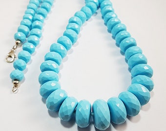Turquoise Necklace Faceted Rondelles Bright Italian Jewel Anniversary Gift Wedding Certificate
