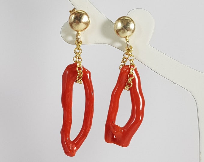 Red Coral Earrings Mediterranean Natural Shape Ring Full Bodied Italian Jewelery Corail Rouge Rojo Koraal Not dyed (NO-BAMBOO) Certificate