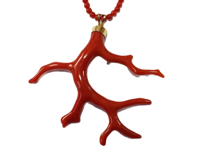 Red Coral Branch Pendant Extra AAA Quality Italian Koraal Anniversary Gift  Not Dyed (NO-BAMBOO) Certificate