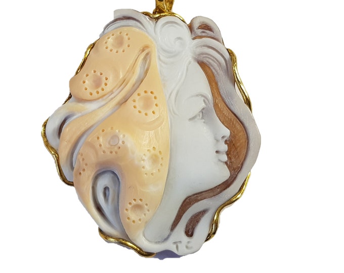 Cameo Sardonyx Pendant Italian MieleCorals Jewelry Pendentif Camée Colgante Camafeo Kamee Italienische Certificate