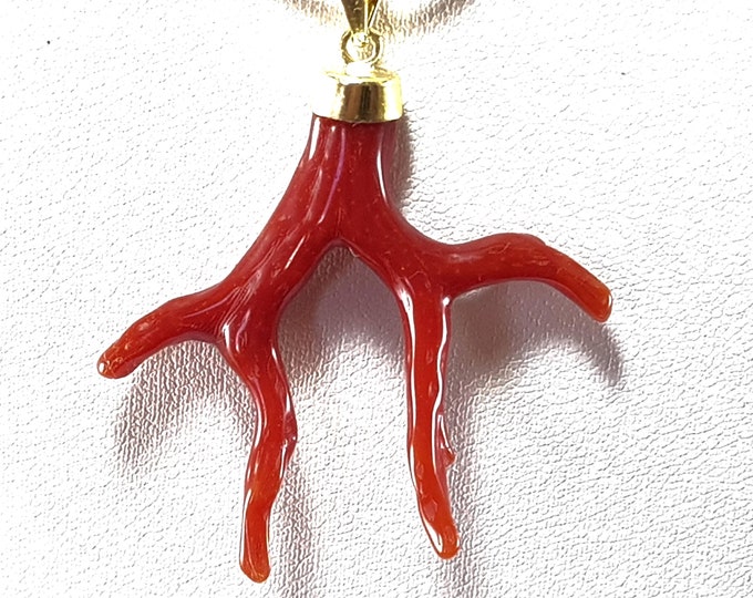 Dark Red Coral  Branch Pendant Extra Dark AAA Quality Italian Koraal Anniversary Gift  Not Dyed (NO-BAMBOO) Certificate