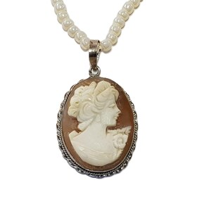Cameo Pendant  Lady Italian Pendentif Camée Colgante Camafeo Schmuck iIalienische Certificate