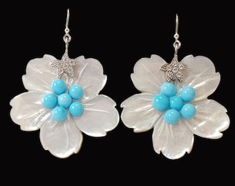 Arizona Turquoise Earrings HandCarved Italian Genuine MieleCorals Jewelry Not Dyed Certificate