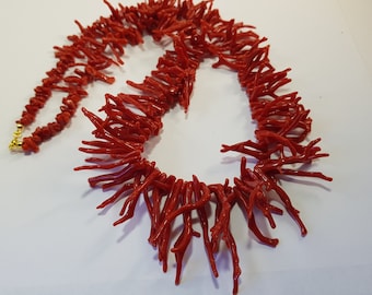 Collar de Coral Rojo Oscuro Collar de Ramas AAA Elección Coral Rojo Mediterráneo Cornicello Genuino Rojo Profundo No Teñido (SIN BAMBÚ) Certificado