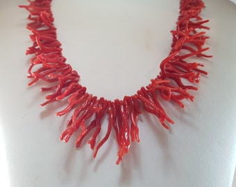 Collier de corail rouge foncé, collier de branches, corail rouge de choix AAA, certificat de véritable cornicello méditerranéen rouge foncé, non teint (SANS BAMBOU)