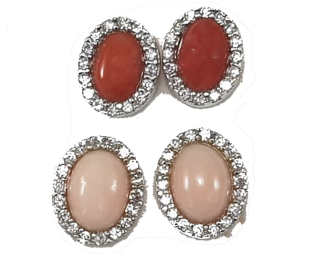 Red Coral Stud Earrings Mediterranean Italian Jewelery Boucles d'Oreilles Koralle Ohrringe Rod Koraal Genuine Not Dyed Certificate