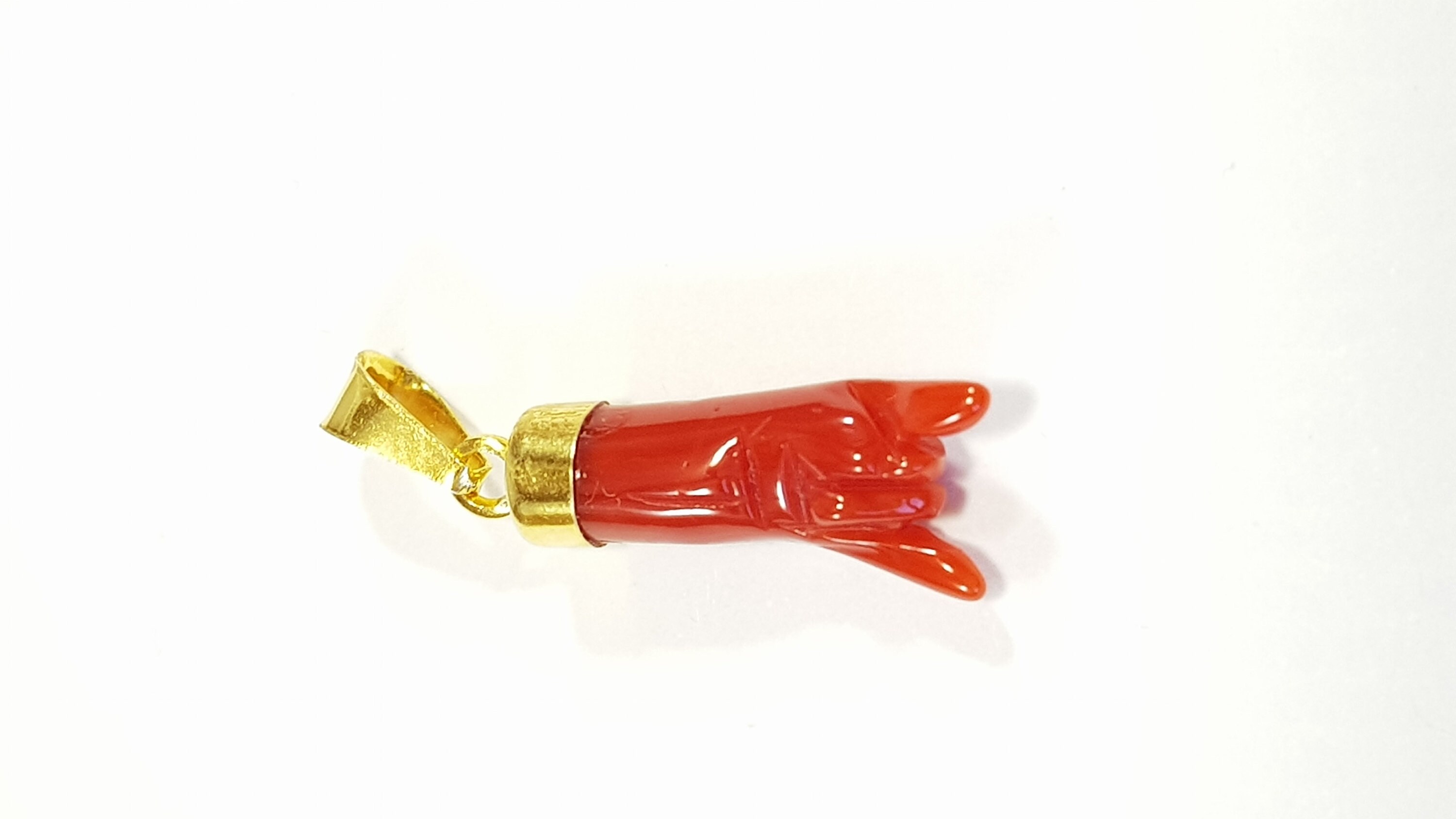 Hand Carved Mano Cornuta,Hand Horns,Amulet, Luck Charm, Italian Coral