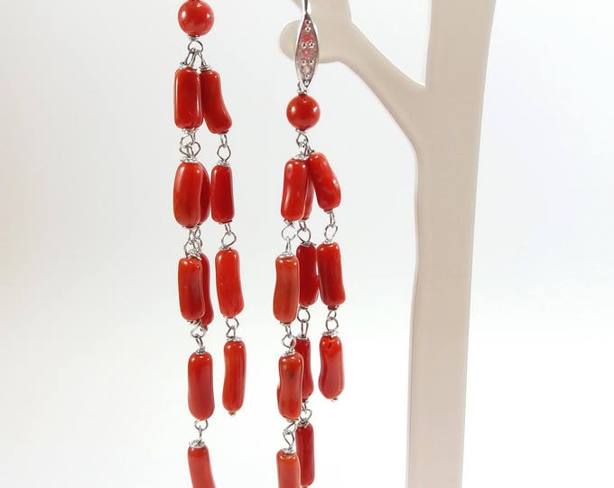 Coral Earrings Mediterranean Red Full Bodied ItalianJewelery Corail Rouge Rojo Koraal Not dyed (NO-BAMBOO) Certificate