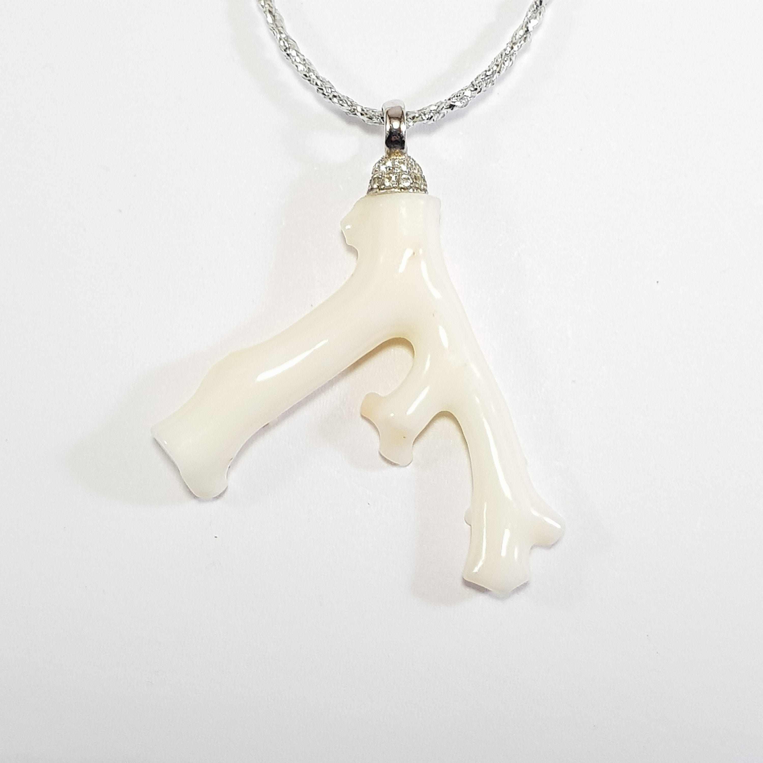 White Coral Branch Pendant Good Luck Handmade MieleCorals Italian Jewelery  Genuine Not dyed (NO-BAMBOO) Certificate