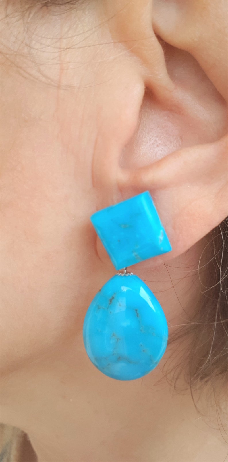 Earrings Turquoise,Arizona Genuine MieleCorals Italian Jewelery Dangle Boucles d/'Oreilles Natural turquoise Mother/'s Day Not dyed