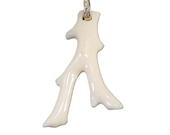 White Coral Branch Pendant Good Luck Handmade MieleCorals Italian Jewelery Genuine Not dyed (NO-BAMBOO) Certificate