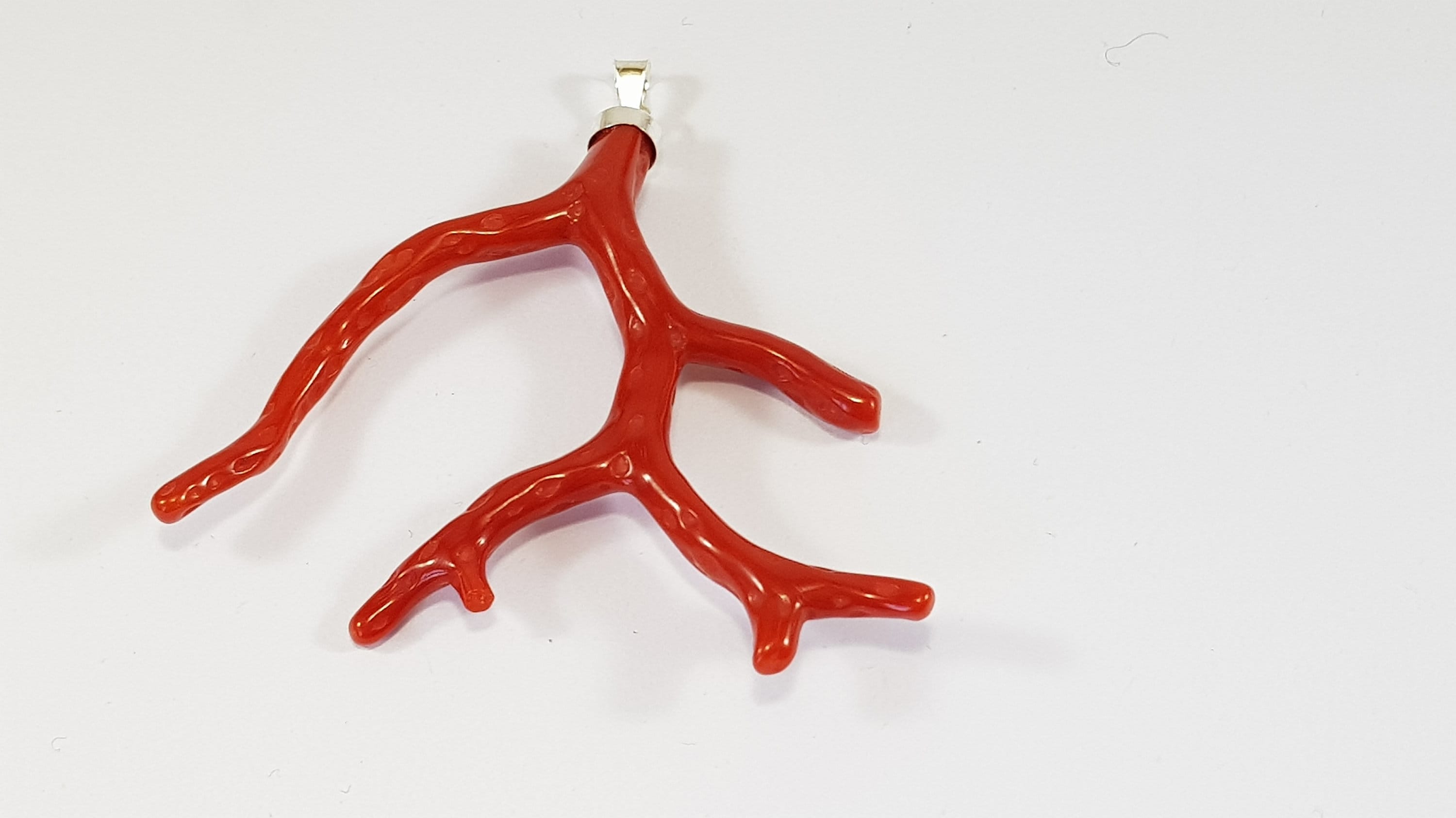 Pendentif Corail Rouge Naturel Plaqué Or Corail Fait Main Bijoux Vintage