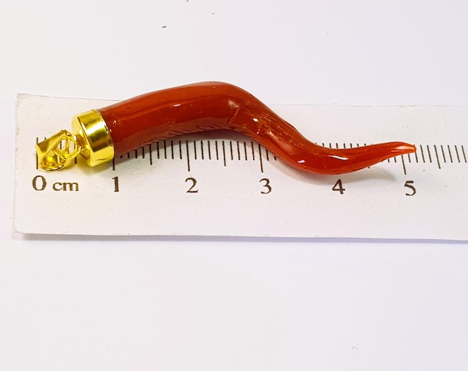 Big Horn Rough Dark Red Coral Pendant Mediterranean Amulet Cornicello Italian Accessory Pendetif Corail Rouge (NO-BAMBOO) Certificate