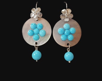Arizona Turquoise Earrings HandCarved Italian Genuine MieleCorals Jewelry Not Dyed Certificate