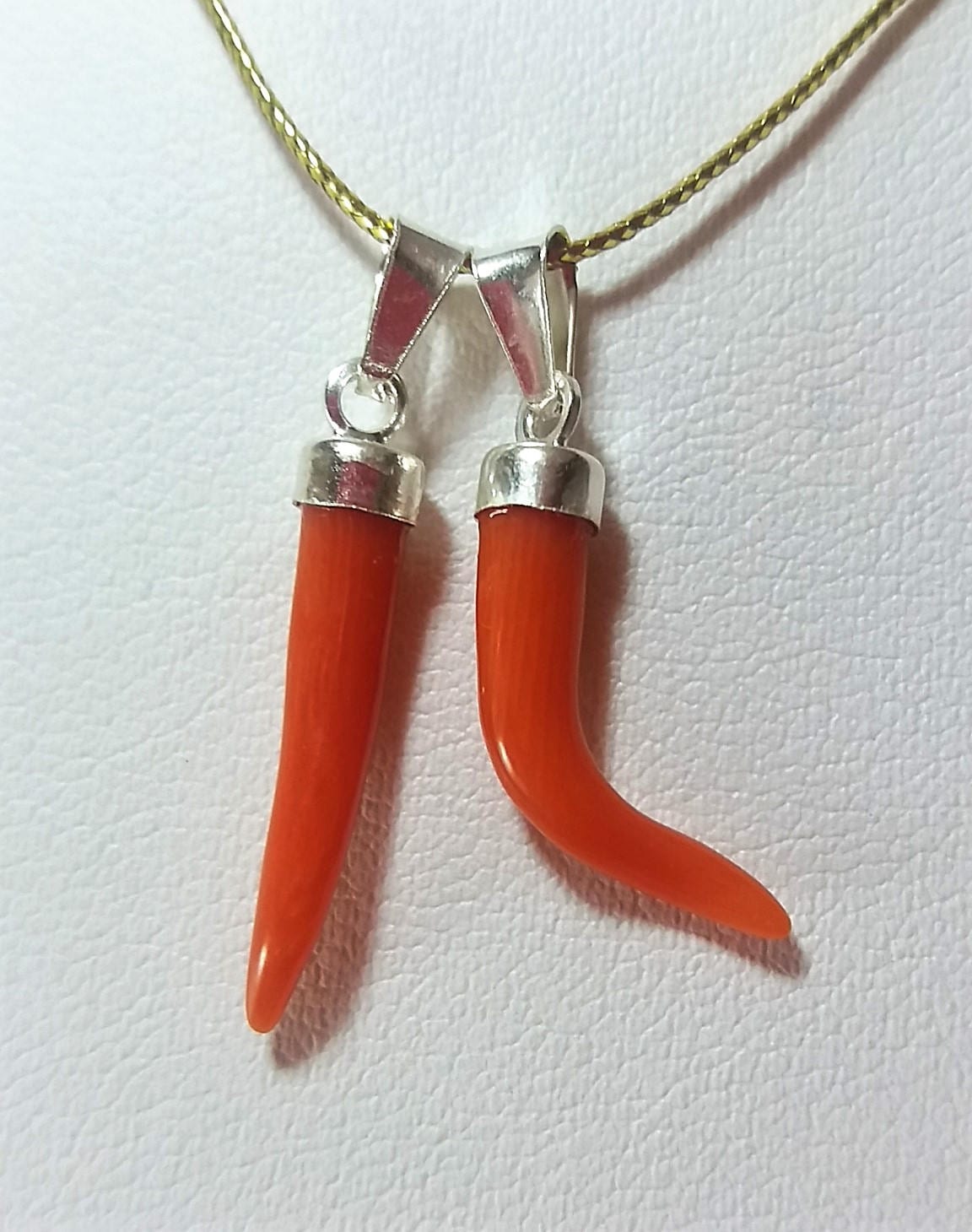 2pcs Red White Coral Horns Mediterranean Amulet Good Luck Cornicello ...