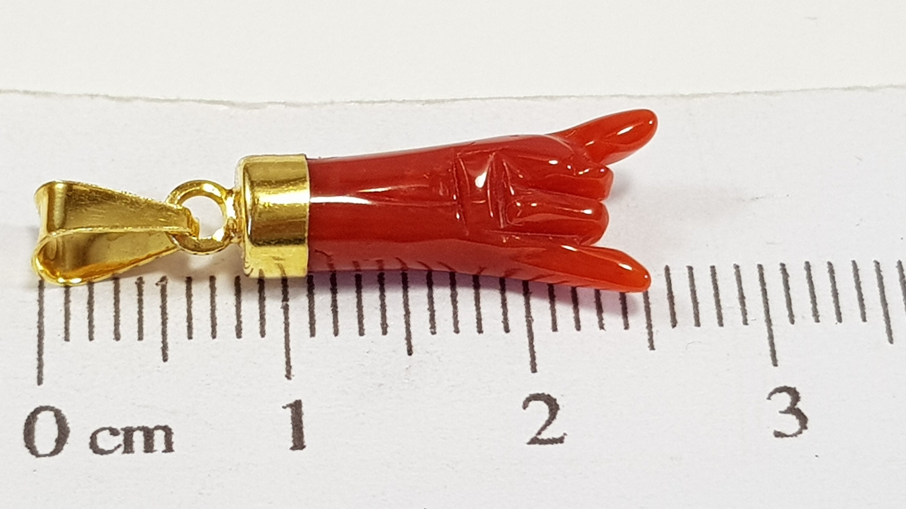 Hand Carved Mano Cornuta,Hand Horns,Amulet, Luck Charm, Italian Coral