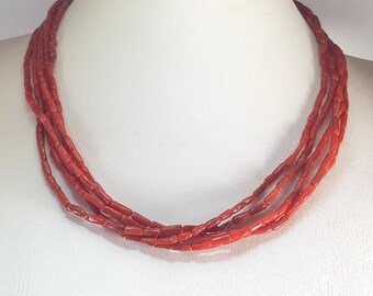 Collier en corail rouge, bijoux italiens Collier en corail Korallenkette rouge Koraal authentique non teint (SANS BAMBOU)